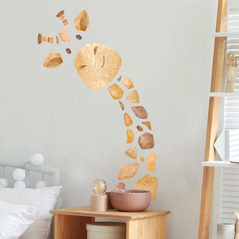 Kasubeso Large Giraffe Wall Decal, Cute Giraffe Wall Stickers, DIY Safari Animal Wall Decor for Nursery Baby Bedroom Kindergarten - Image 4